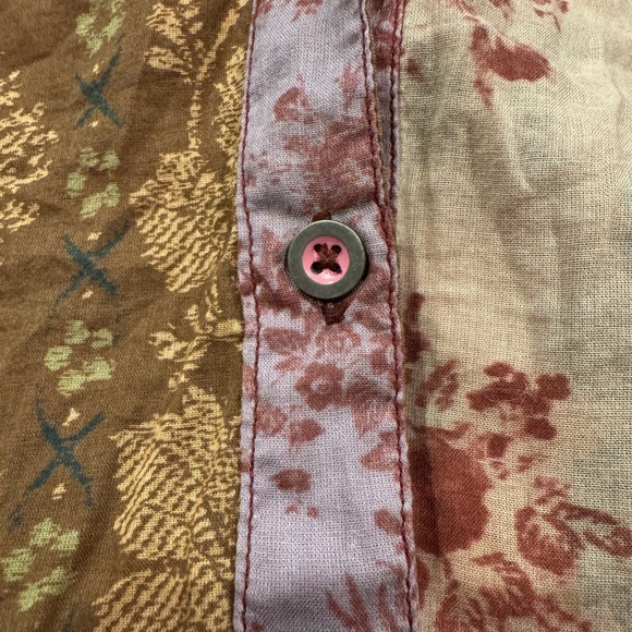 Free People We The Free Patchwork Floral Button Down Blouse Boho Cottagecore  XS - Picture 13 of 14